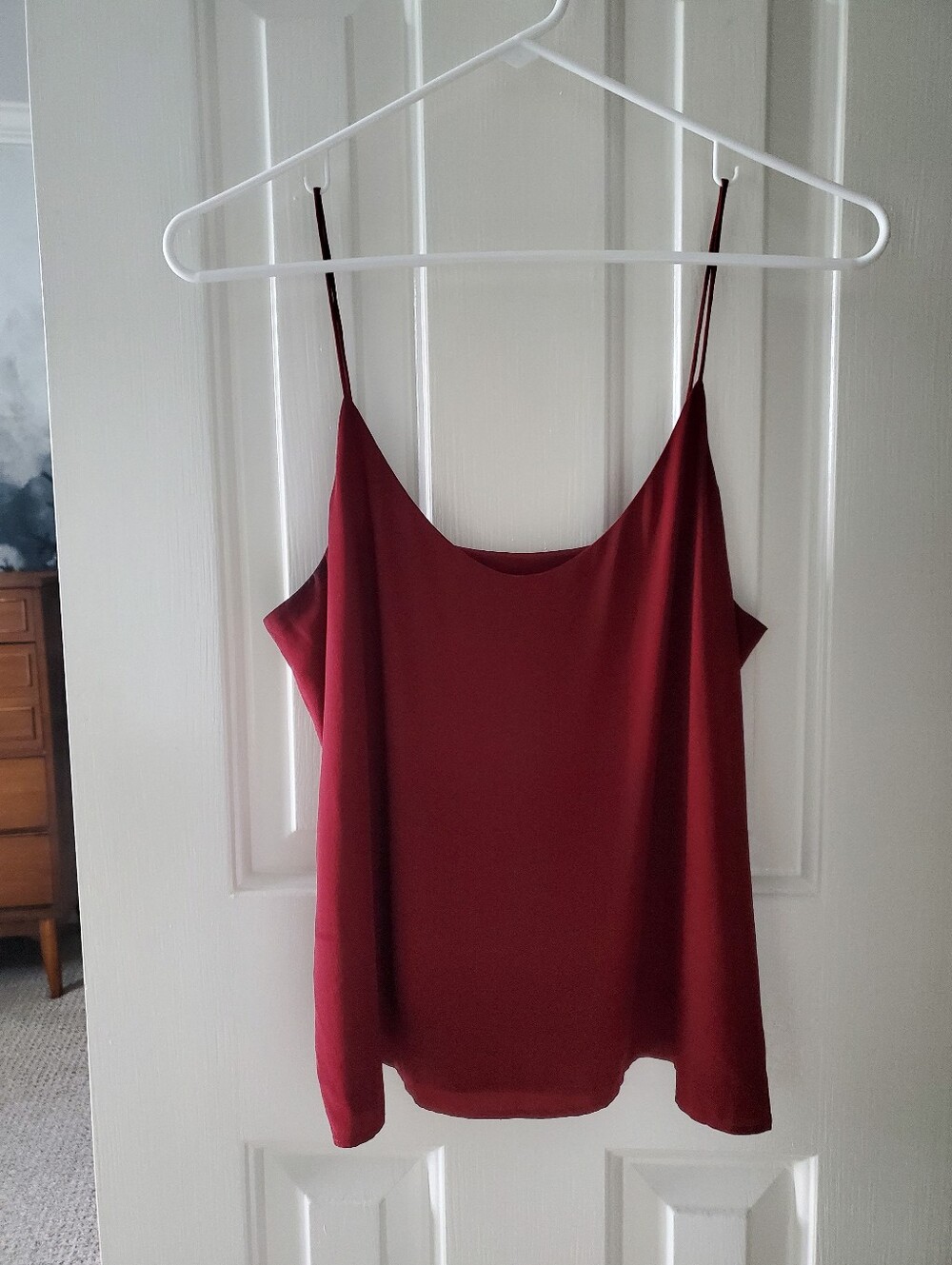 .. Everlane The Double-Lined Silk V-Neck Cami, Burgundy Wine (4)